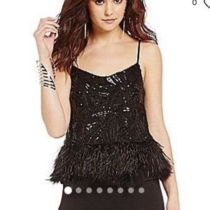 Gianni bini sequin & feather top- great condition